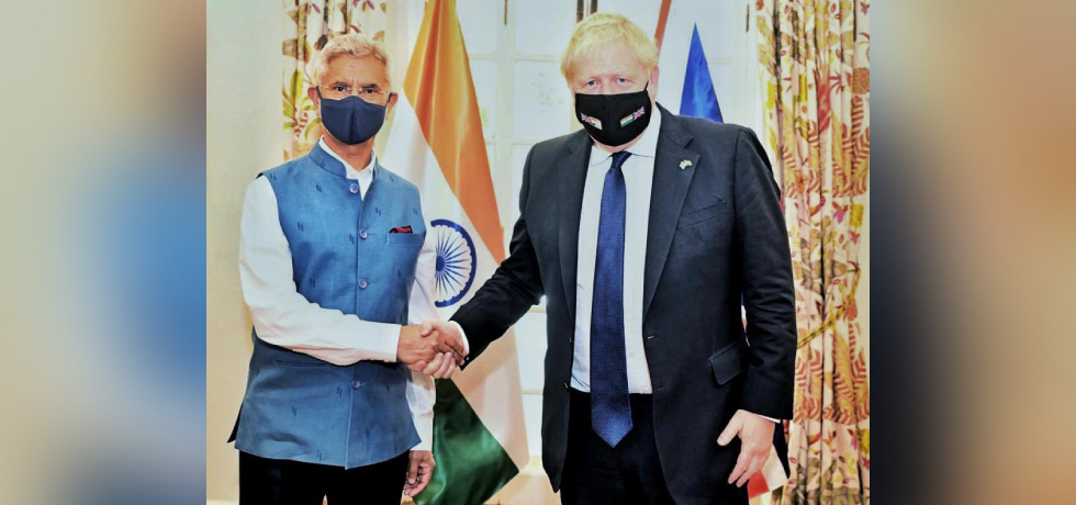 External Affairs Minister Dr. S. Jaishankar calls on Rt. Hon'ble Boris Johnson MP, Prime Minister of United Kingdom during his India visit
